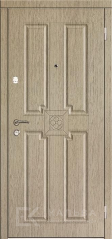 Фото «Железная дверь чёрная геометрия снаружи светлая классика внутри №89»