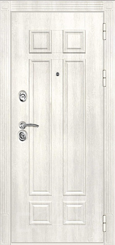 Фото «Входная дверь белая под дерево с классической МДФ-панелью №316»